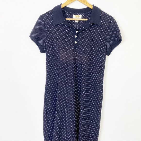 Talbots Navy Polka Dot Polo Dress Summer Cute Dress Casual Church S - Picture 3 of 10